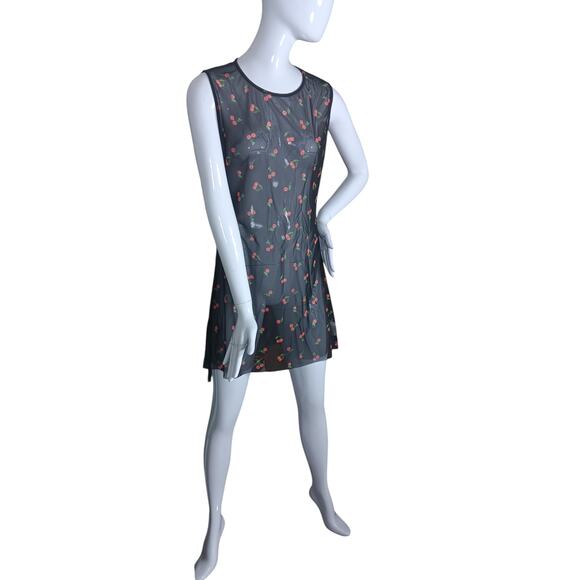 We Wore What Mesh Cover Up Size XL Cherries Print on Black Background See Thru - Picture 3 of 11